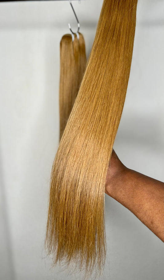 Dark Golden Blonde Human Hair Weft Extensions